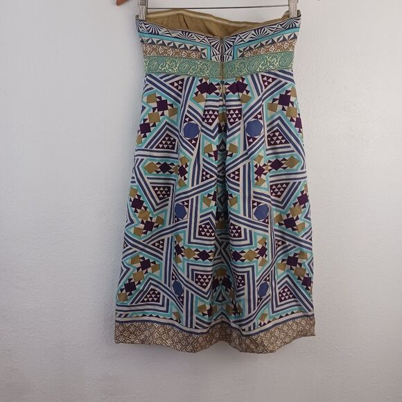 Nicole Miller Collection Multi-Color Geometric Print Silk Strapless Dress size 4 - Picture 4 of 5